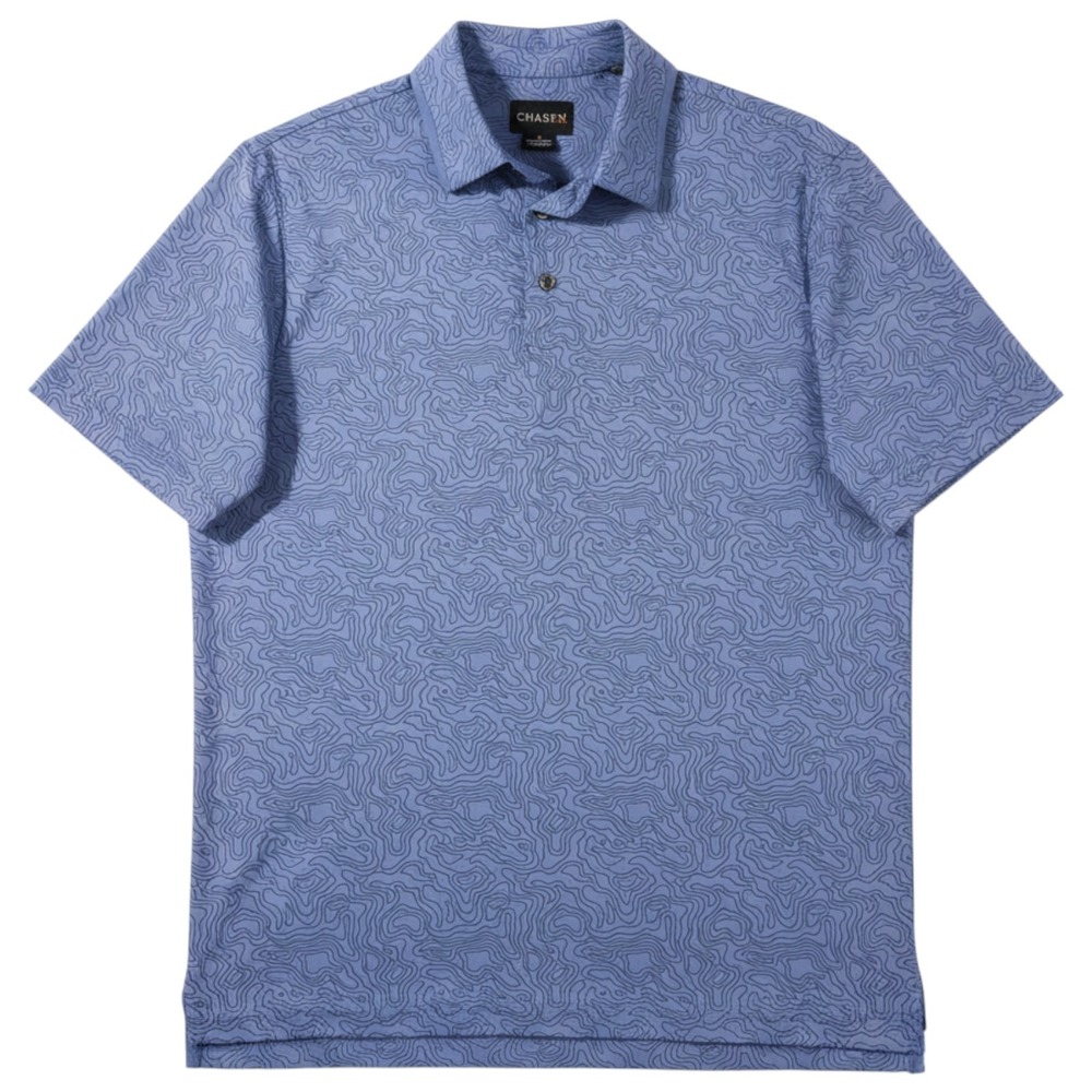 Chase 54 Polo Shirt Mens S Blue Swirl AOP Performance Short Sleeve Golf Casual